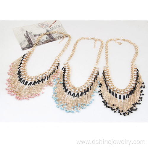 Costume Jewelry Beaded Necklace Designs Bib Tassel Necklace